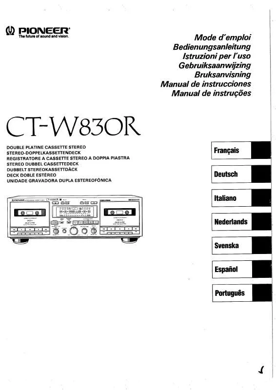 Mode d'emploi PIONEER CT-W830R