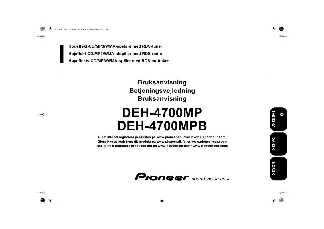 Mode d'emploi PIONEER DEH-4700MPB