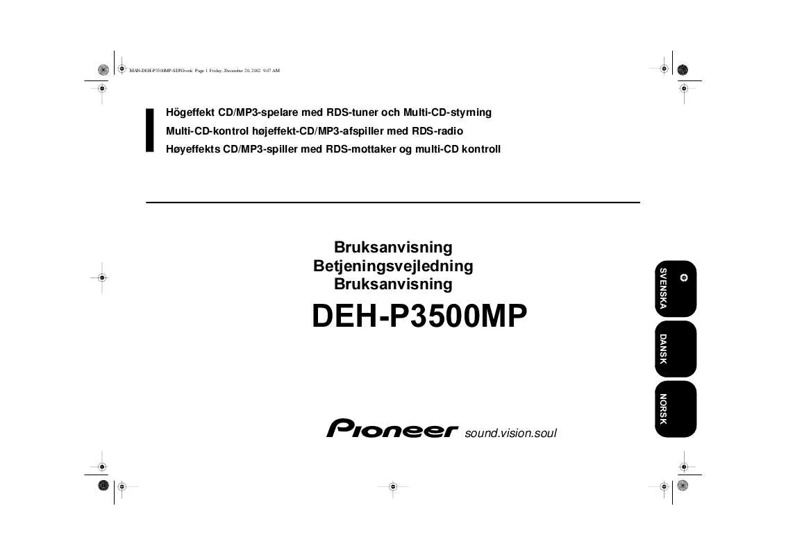 Mode d'emploi PIONEER DEH-P3500MP