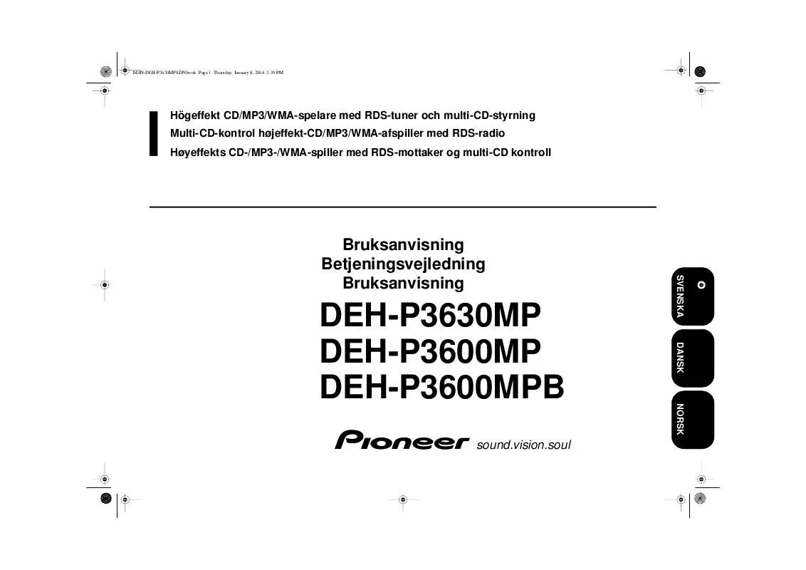 Mode d'emploi PIONEER DEH-P3600MPB