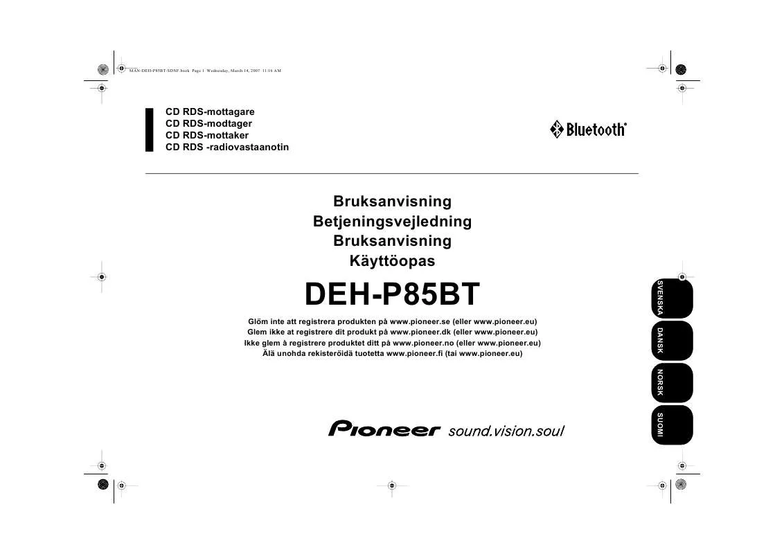 Mode d'emploi PIONEER DEH-P85BT