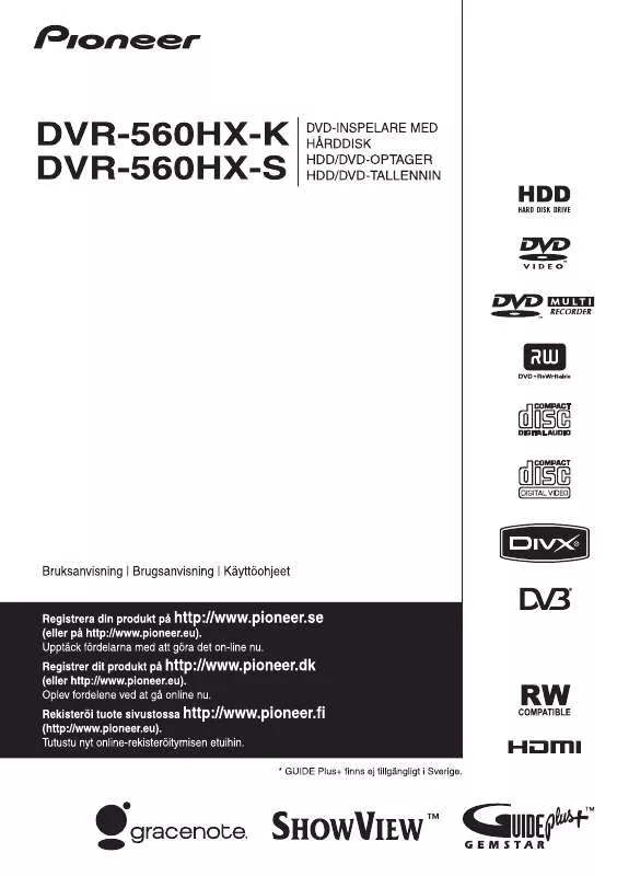 Mode d'emploi PIONEER DVR-560HX-K