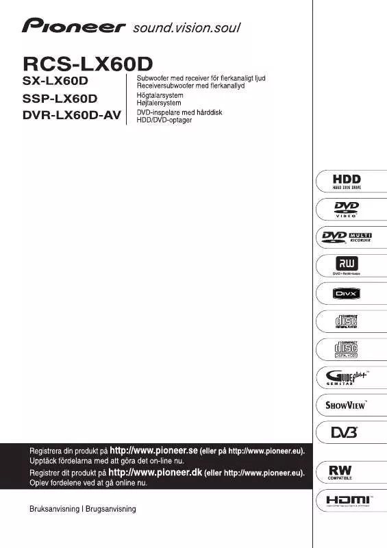 Mode d'emploi PIONEER DVR-LX60D-AV (RCS-LX60D)