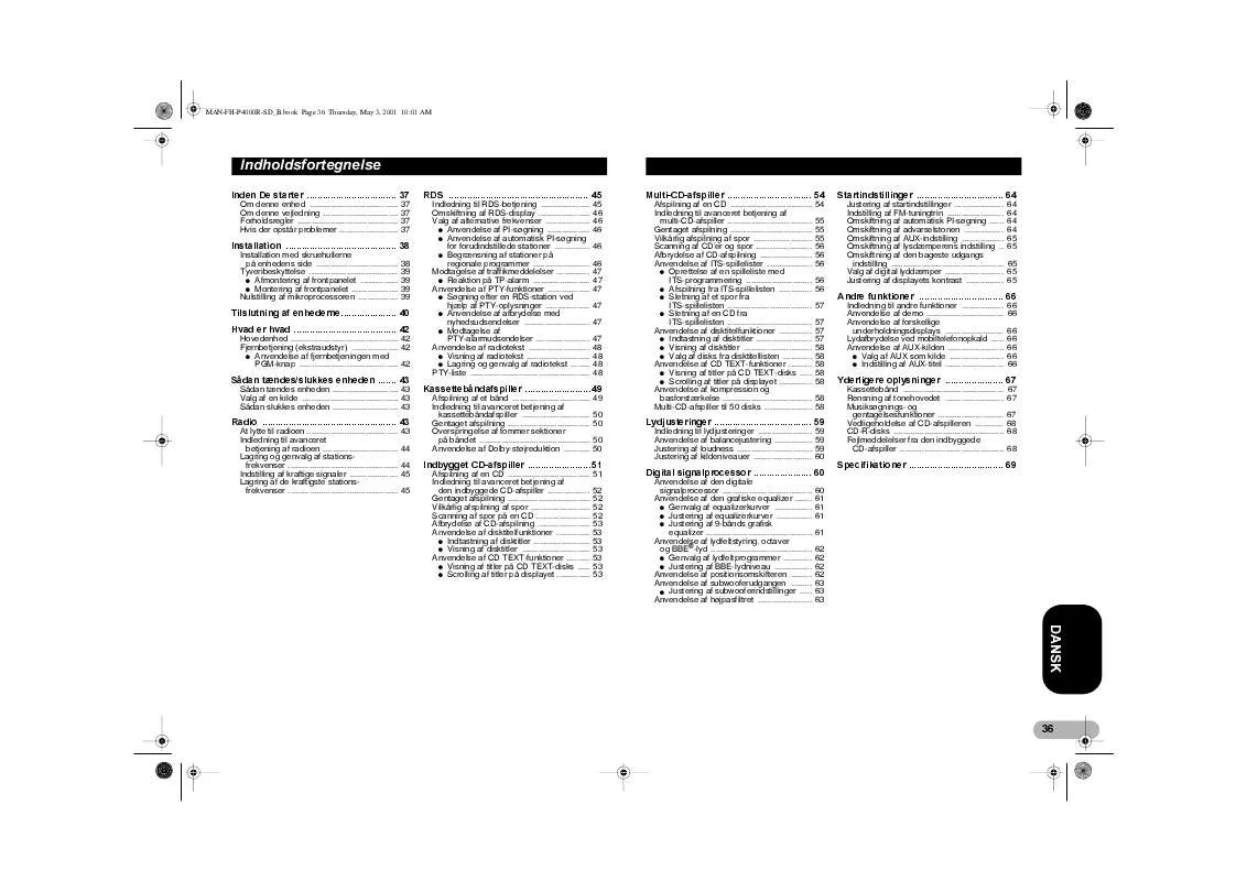 Mode d'emploi PIONEER FH-P4000R