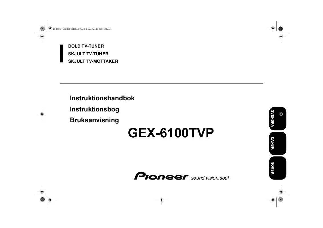 Mode d'emploi PIONEER GEX-6100TVP