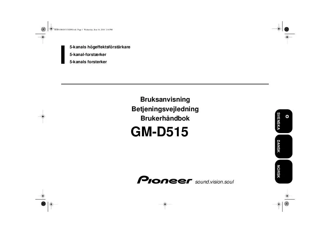 Mode d'emploi PIONEER GM-D515