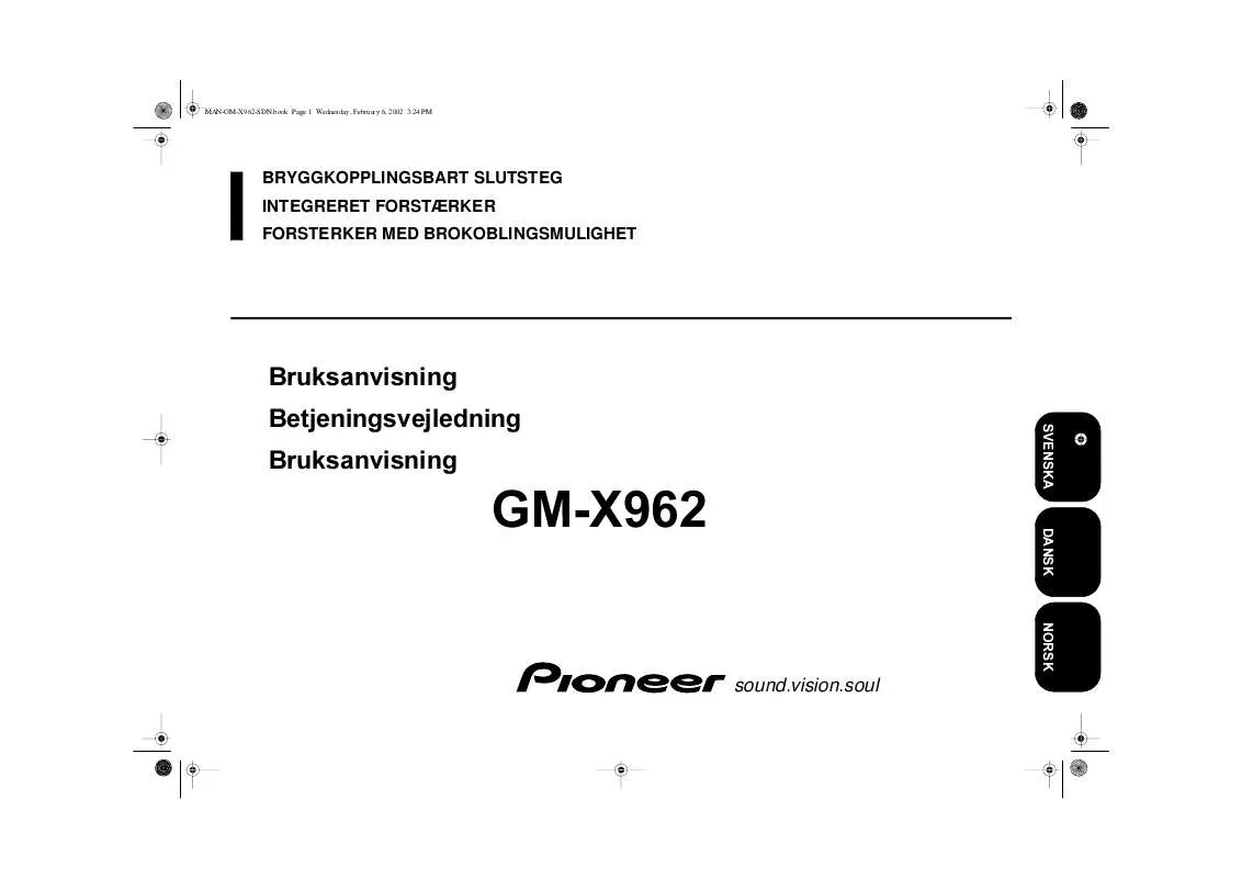 Mode d'emploi PIONEER GM-X962