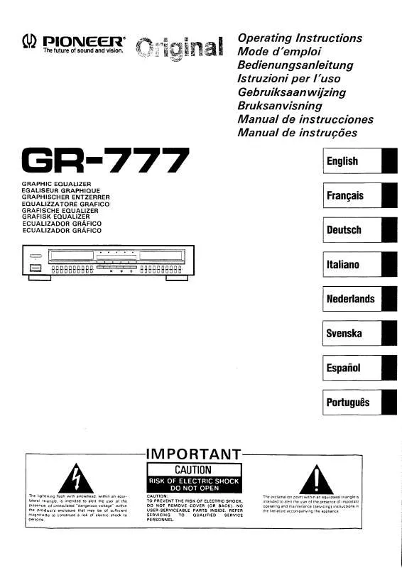 Mode d'emploi PIONEER GR-777