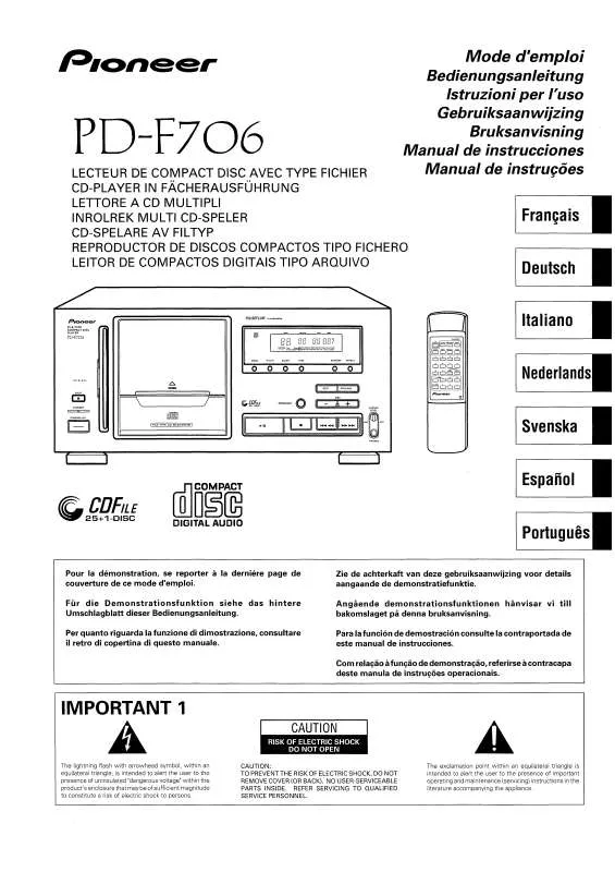 Mode d'emploi PIONEER PD-F706