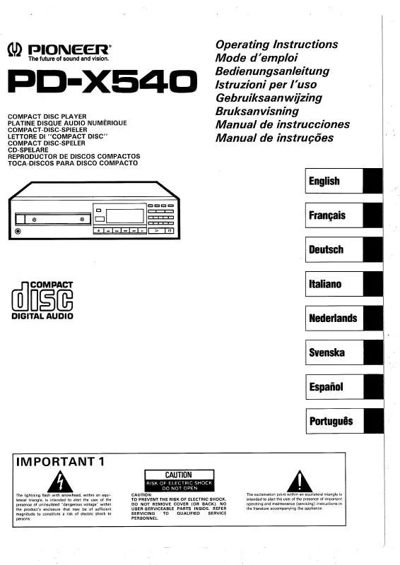 Mode d'emploi PIONEER PD-X540