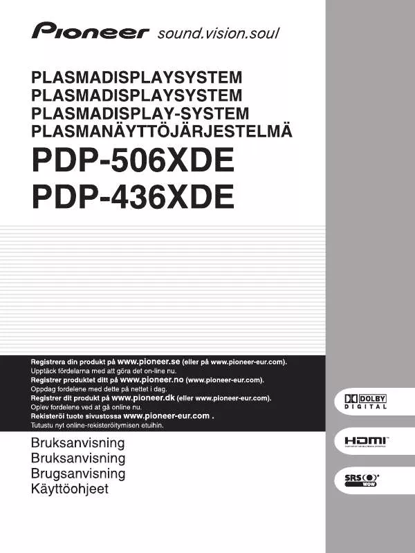 Mode d'emploi PIONEER PDP-436XDE