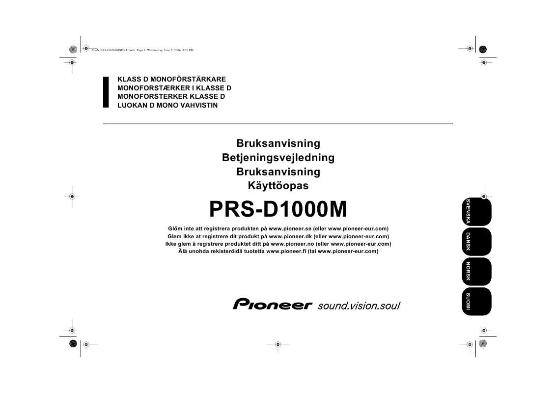 Mode d'emploi PIONEER PRS-D1000M