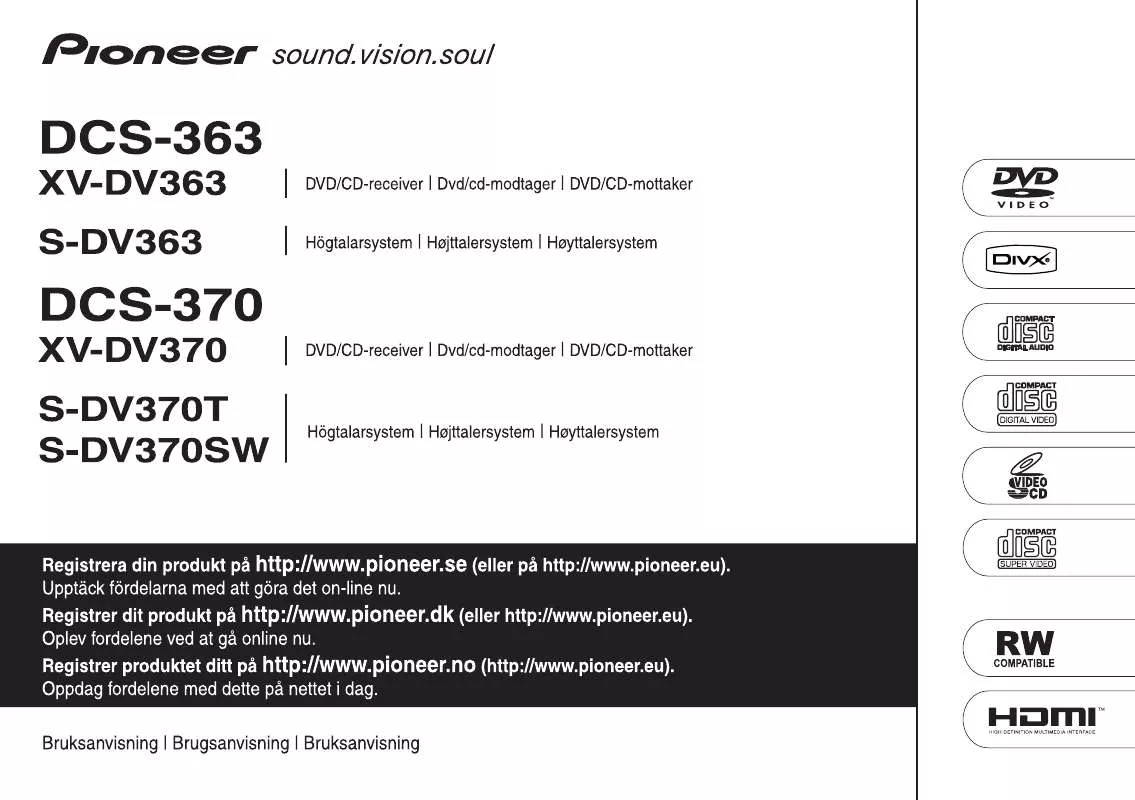 Mode d'emploi PIONEER S-DV370SW