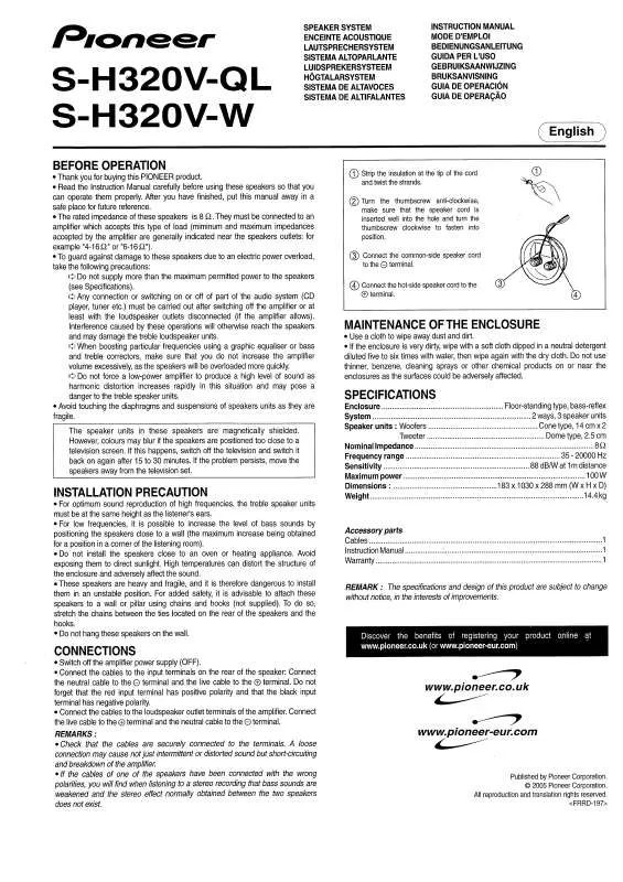 Mode d'emploi PIONEER S-H320V-W