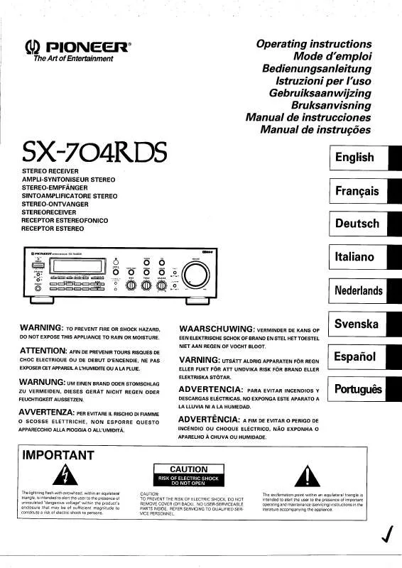 Mode d'emploi PIONEER SX-704RDS