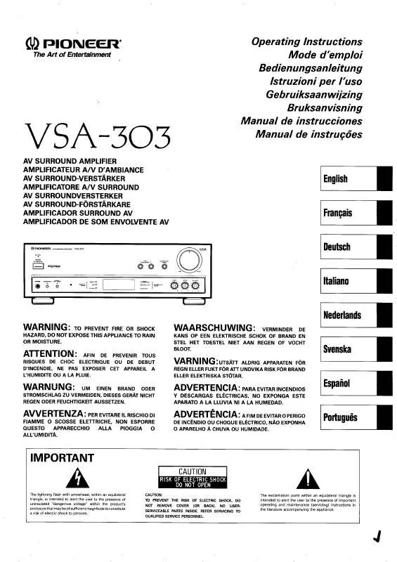 Mode d'emploi PIONEER VSA-303