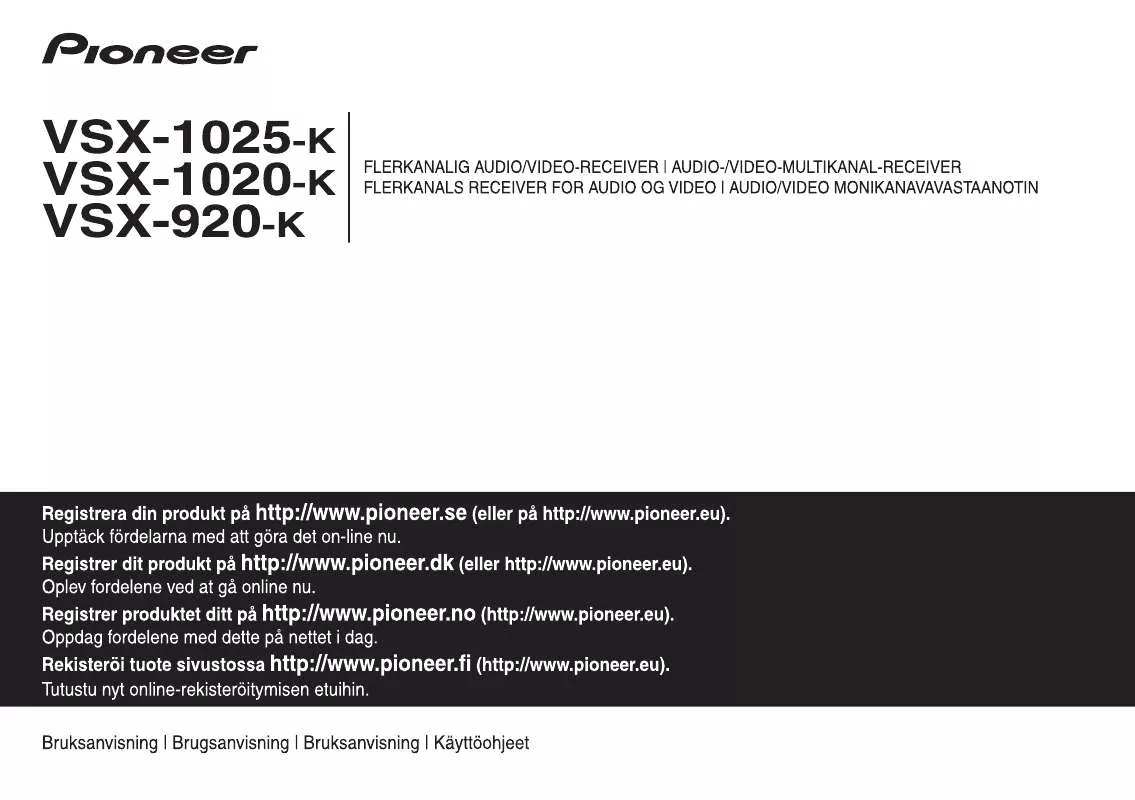 Mode d'emploi PIONEER VSX-920-K