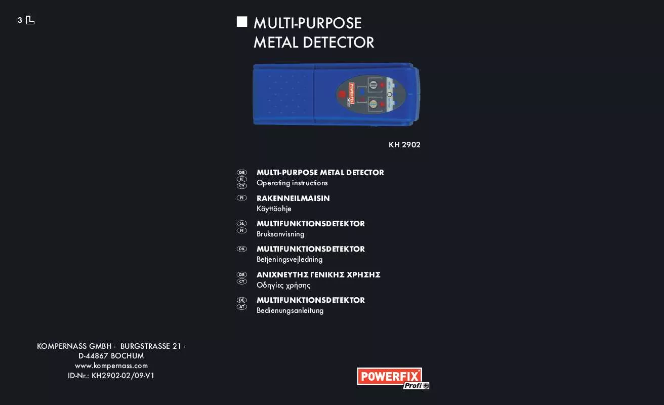 Mode d'emploi POWERFIX KH 2902 MULTI-PURPOSE METAL DETECTOR