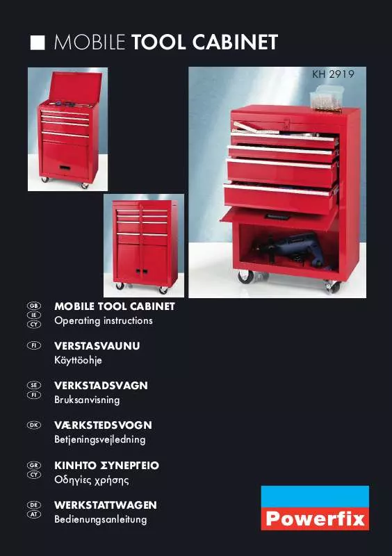 Mode d'emploi POWERFIX KH 2919 MOBILE TOOL CABINET