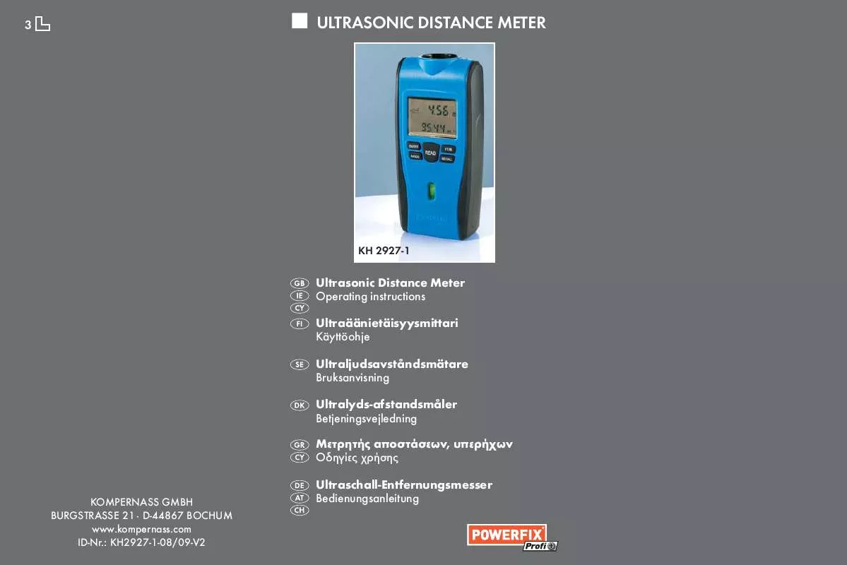 Mode d'emploi POWERFIX KH 2927-1 ULTRASONIC DISTANCE METER