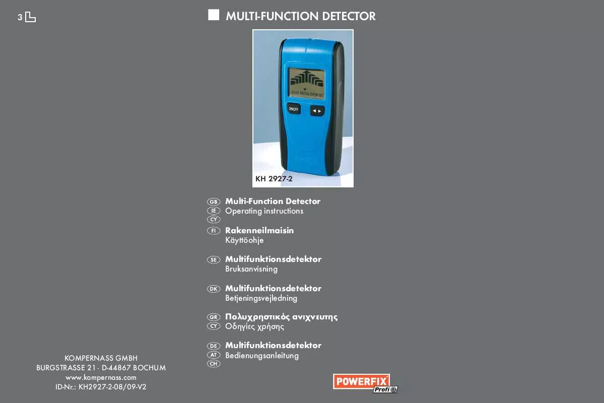 Mode d'emploi POWERFIX KH 2927-2 MULTI-FUNCTION DETECTOR