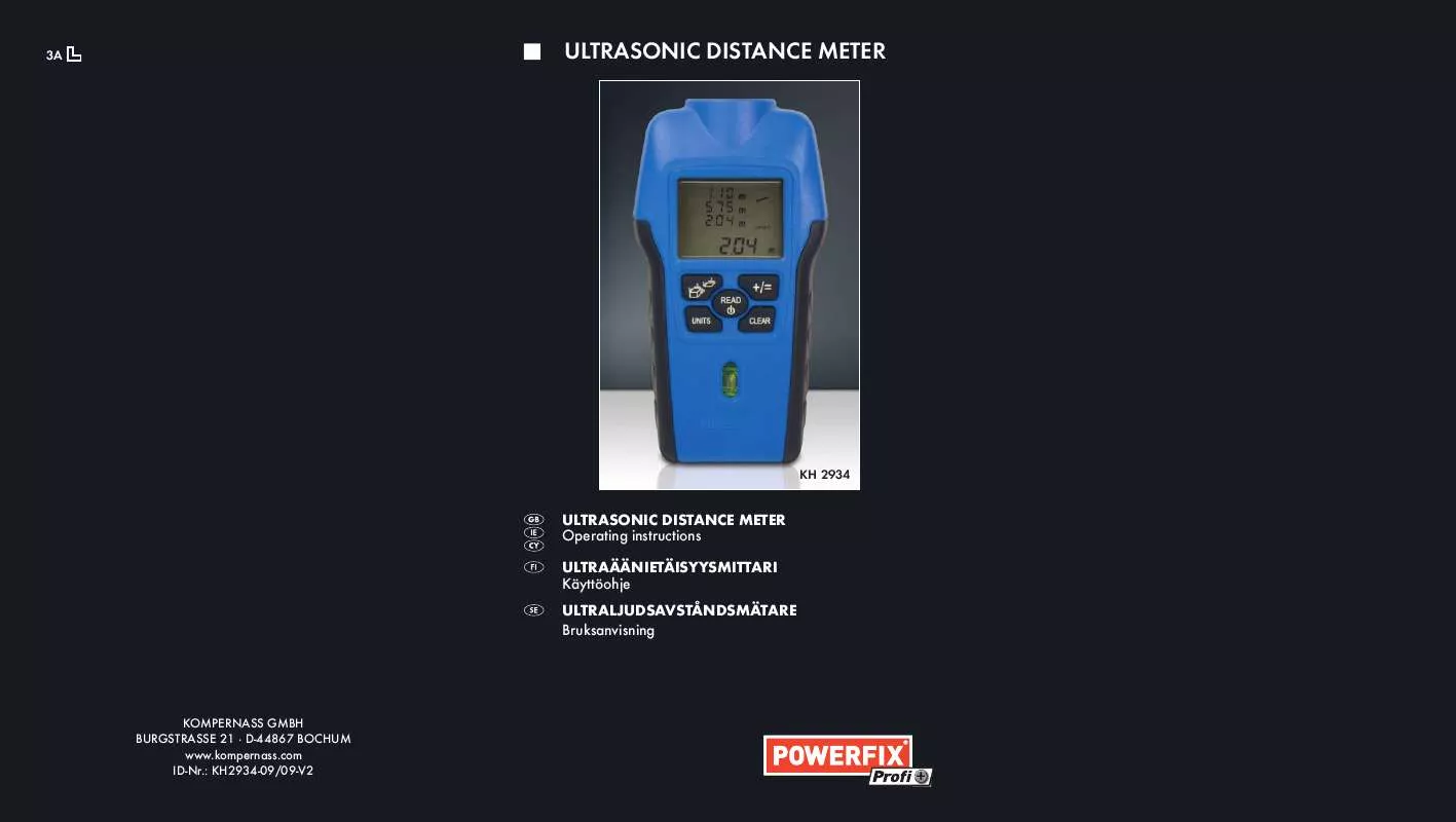 Mode d'emploi POWERFIX KH 2934 ULTRASONIC DISTANCE METER