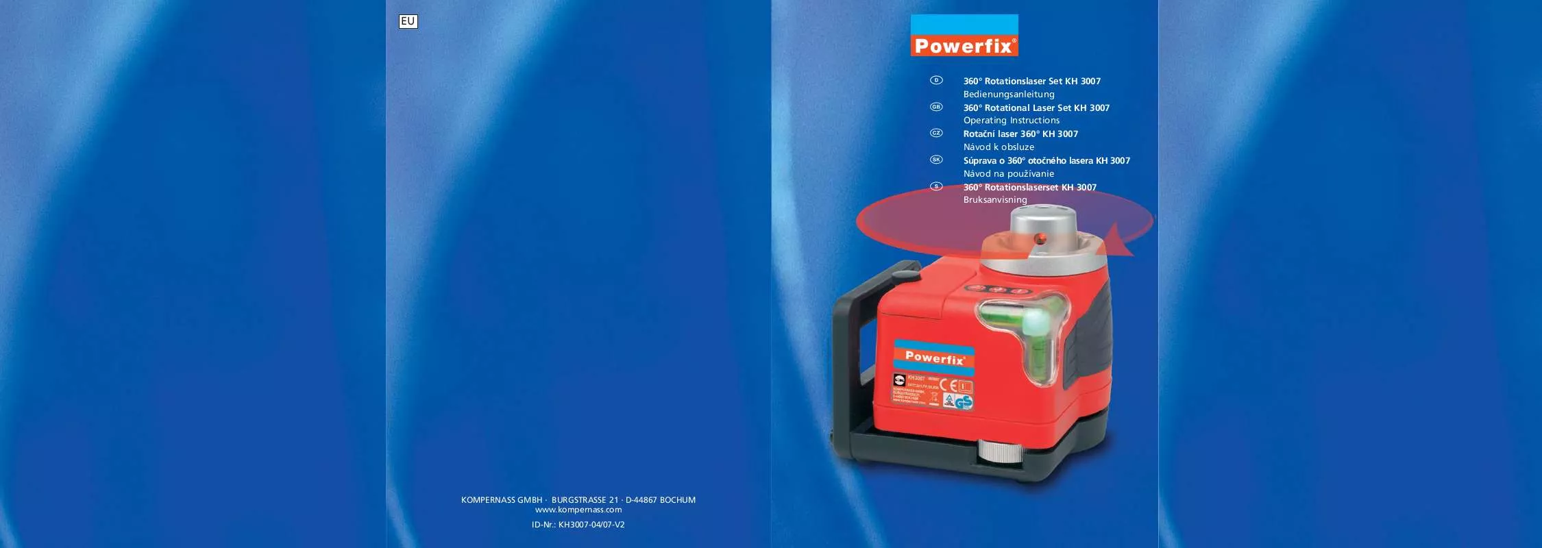 Mode d'emploi POWERFIX KH 3007 360° ROTATIONAL LASER SET