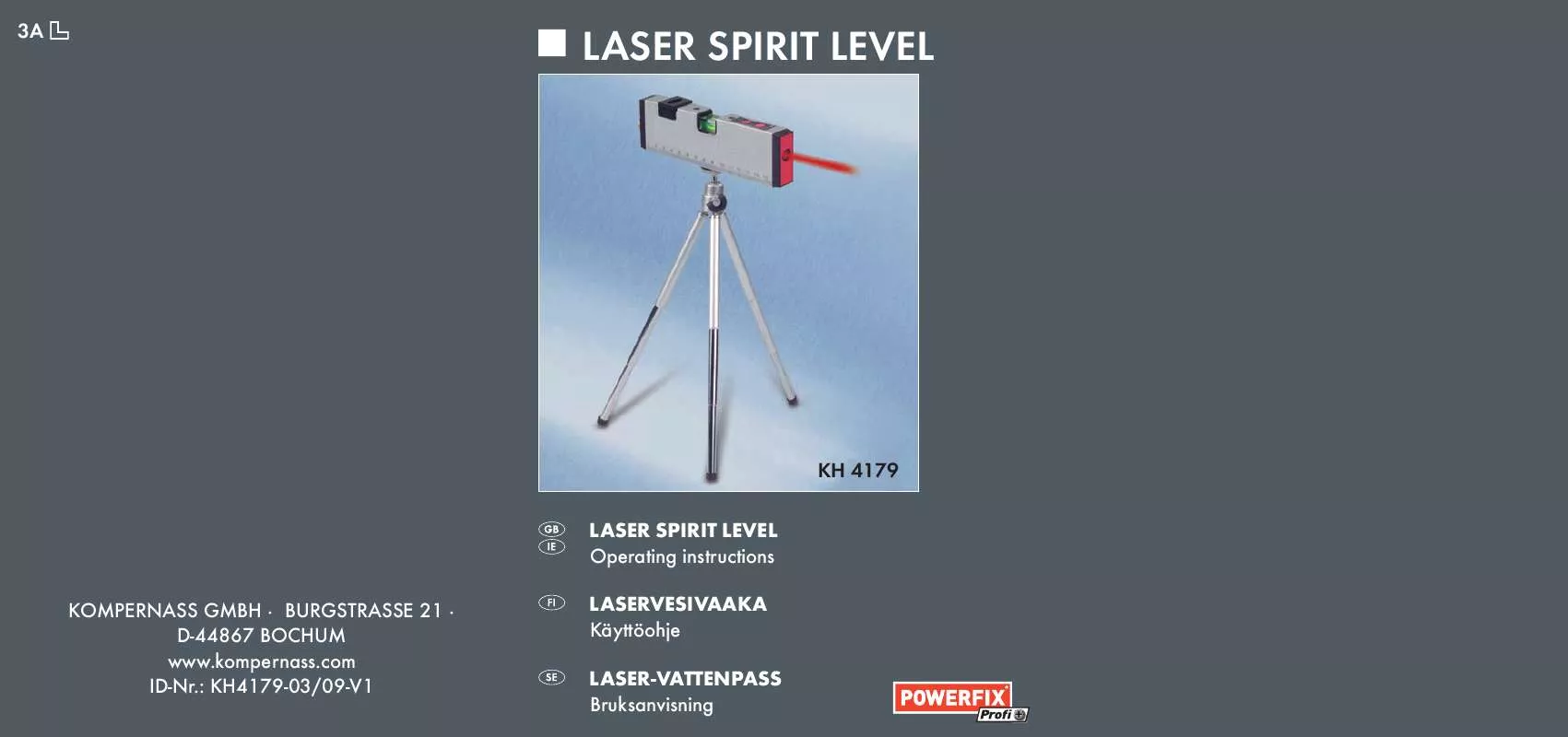 Mode d'emploi POWERFIX KH 4179 LASER SPIRIT LEVEL