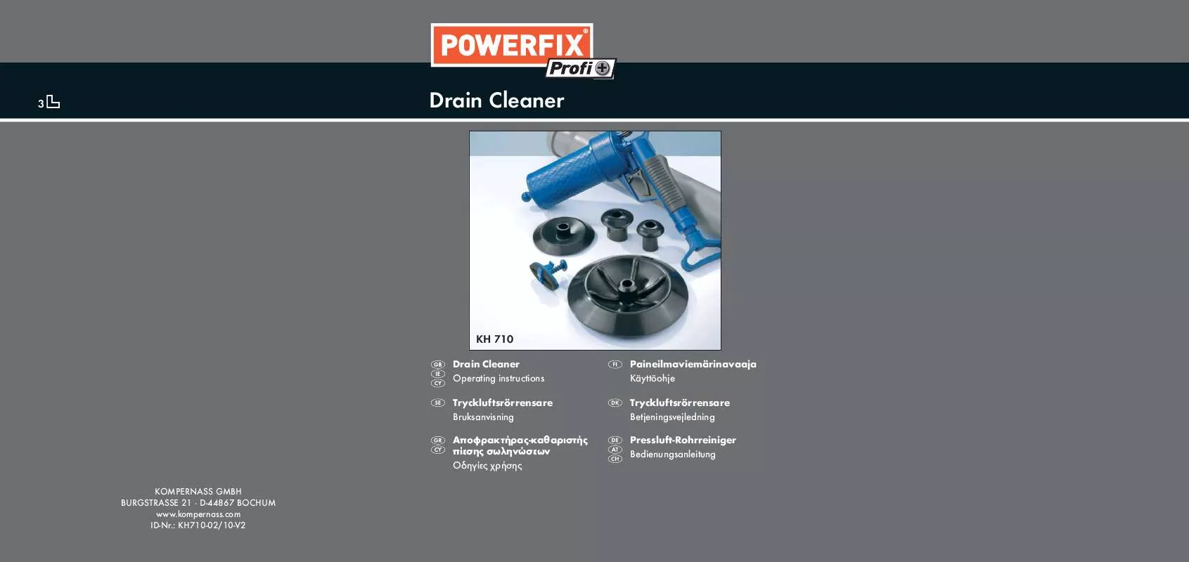 Mode d'emploi POWERFIX KH 710 DRAIN CLEANER