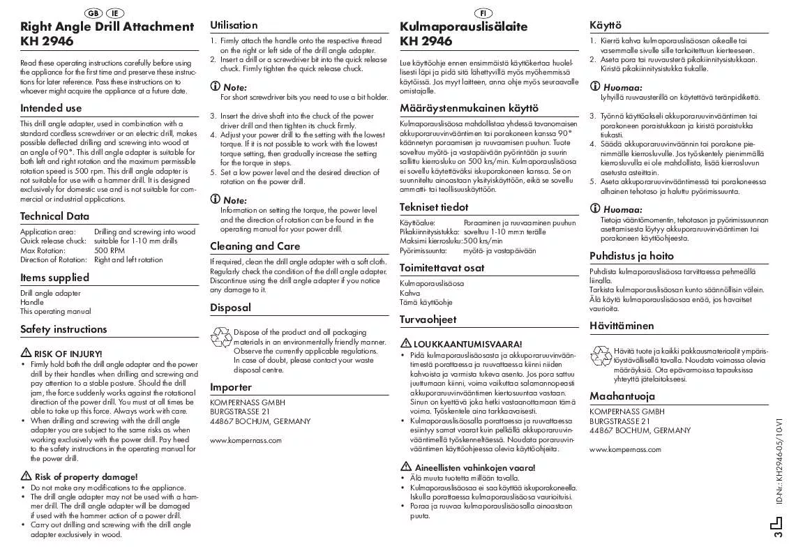 Mode d'emploi POWERFIX KH 2946