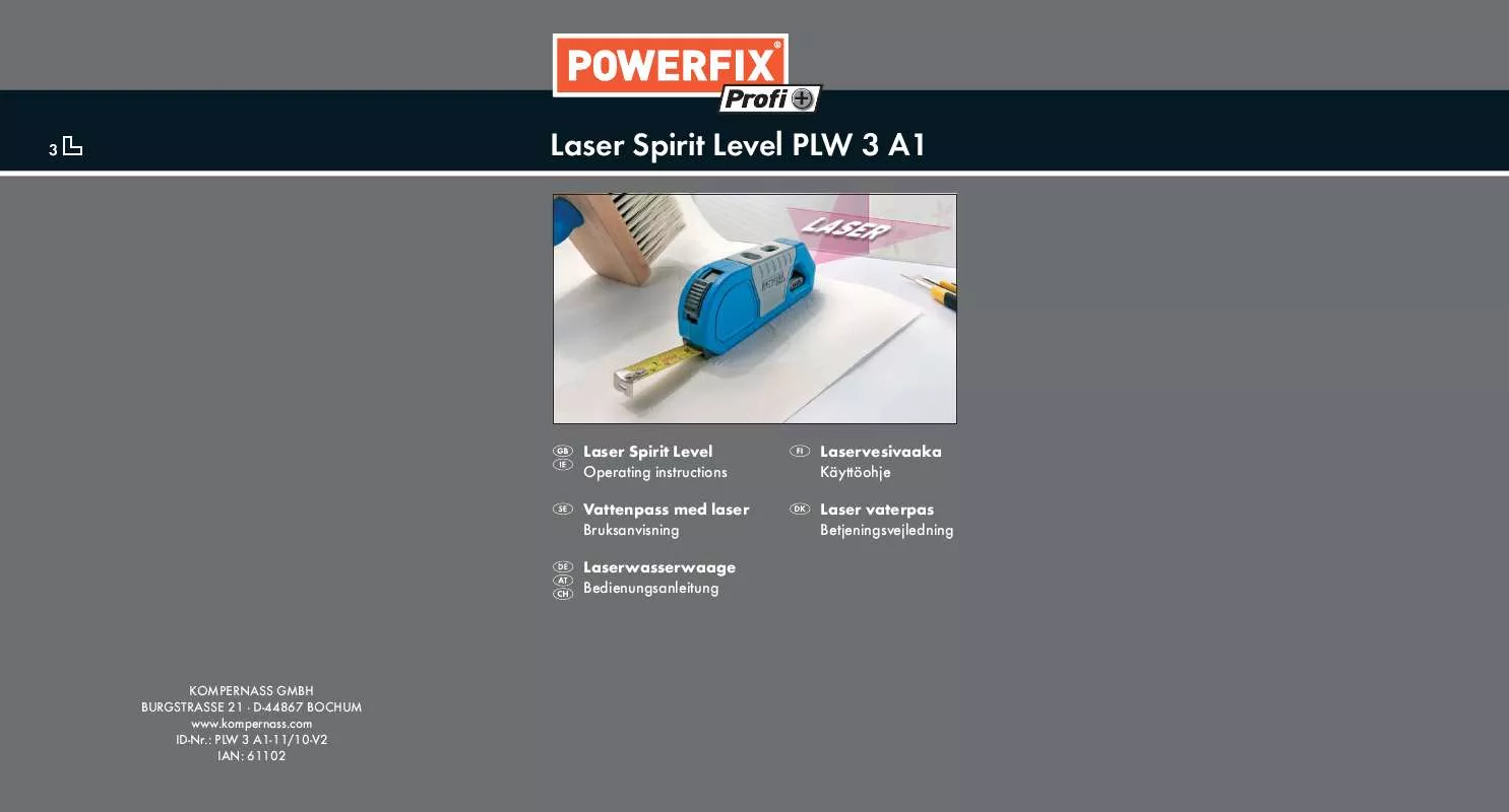 Mode d'emploi POWERFIX PLW 3 A1 LASER SPIRIT LEVEL