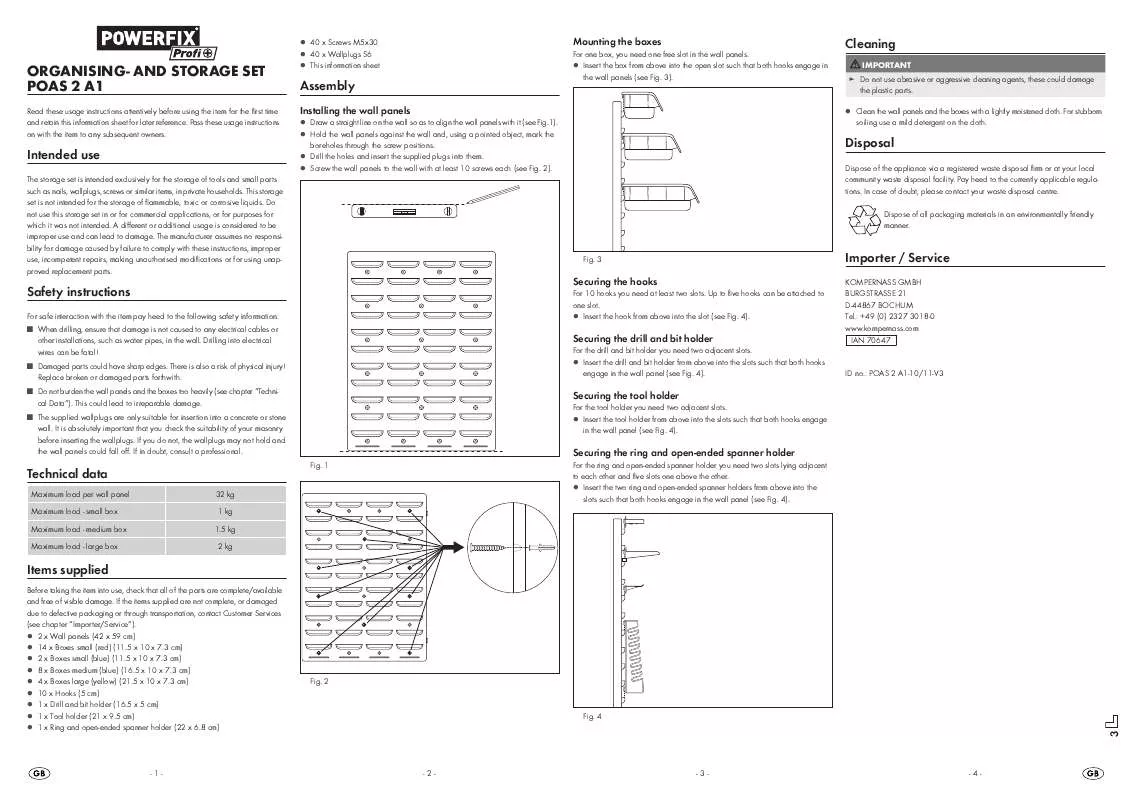 Mode d'emploi POWERFIX POAS 2 A1