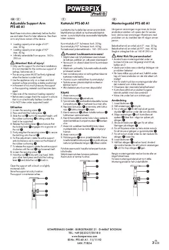 Mode d'emploi POWERFIX PTS 60 A1