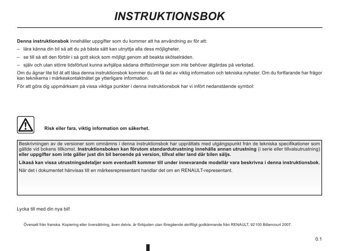 Mode d'emploi RENAULT MODUS