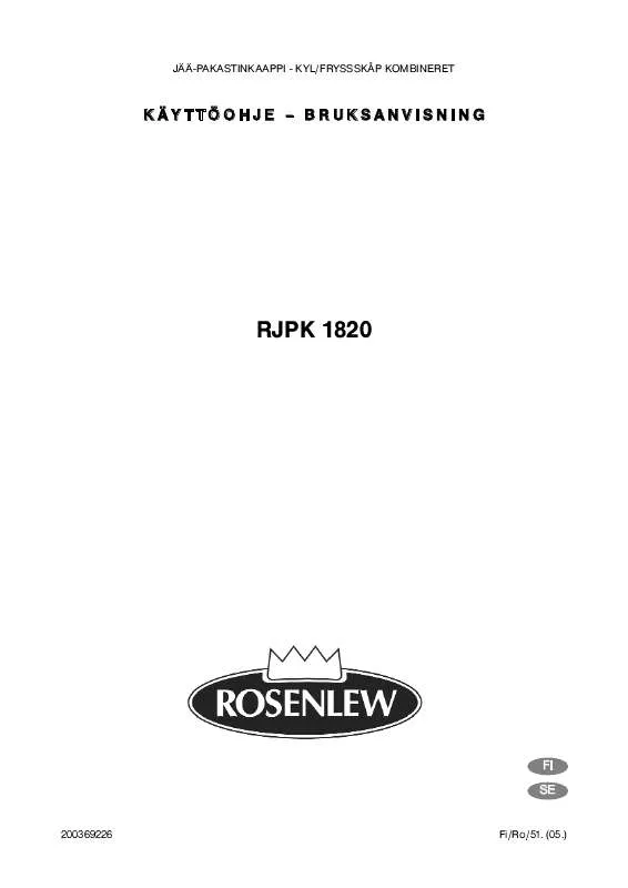 Mode d'emploi ROSENLEW RJPK1820RO