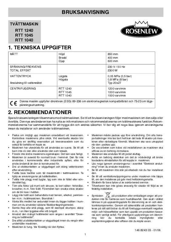 Mode d'emploi ROSENLEW RTT1040