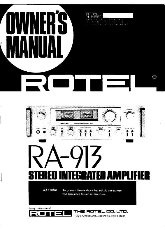 Mode d'emploi ROTEL RA-913