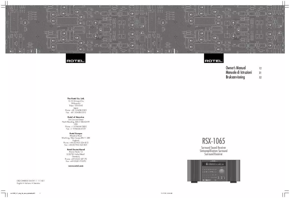 Mode d'emploi ROTEL RSX-1065