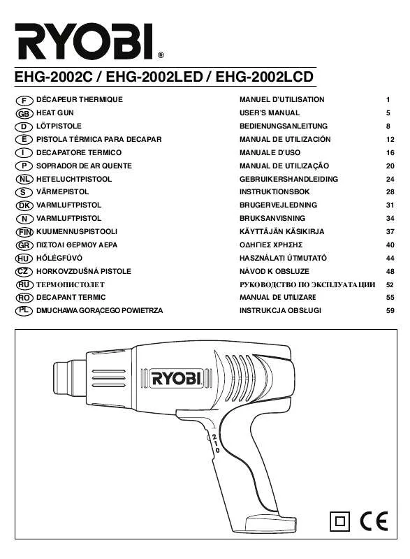 Mode d'emploi RYOBI EHG-2002LED