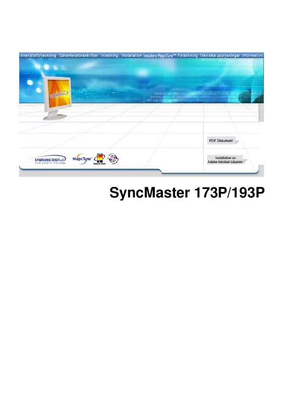 Mode d'emploi SAMSUNG SYNCMASTER 173P