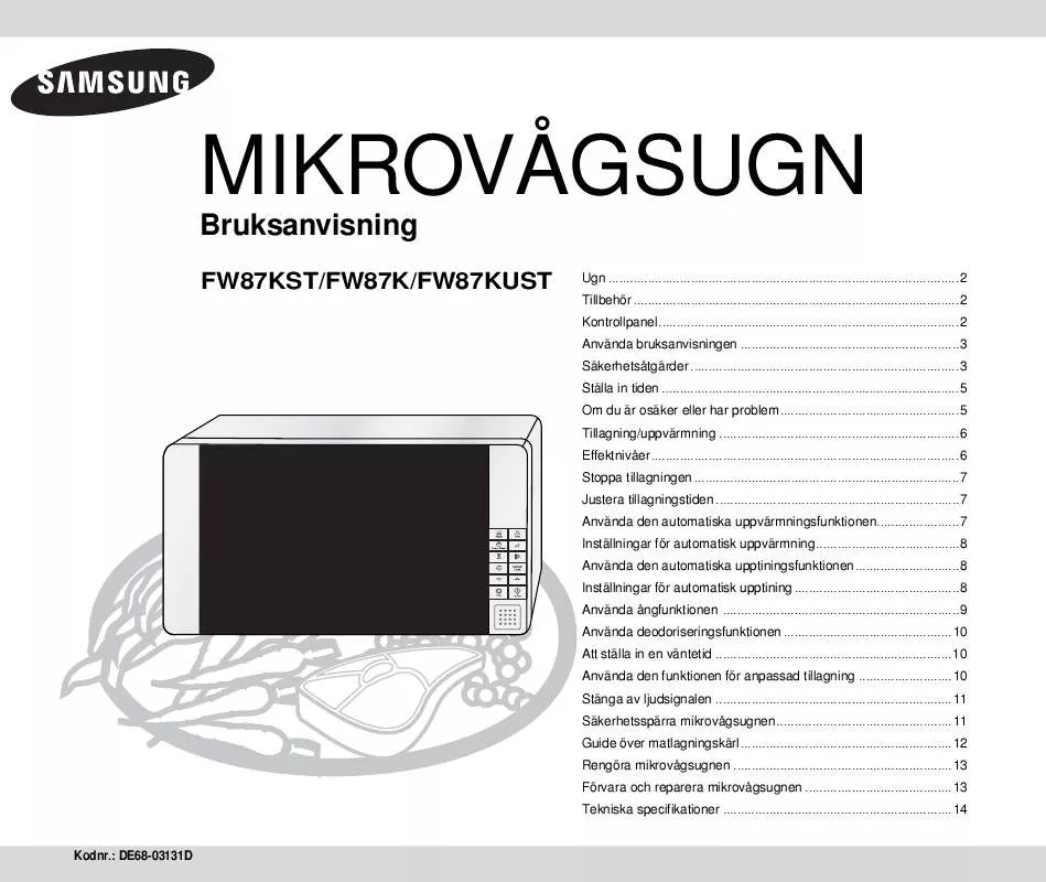 Mode d'emploi SAMSUNG FW87KUST