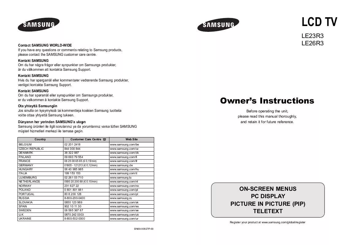 Mode d'emploi SAMSUNG LE23R32B