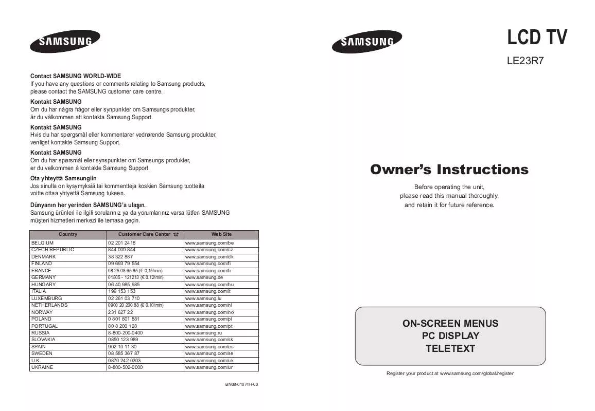 Mode d'emploi SAMSUNG LE23R71B