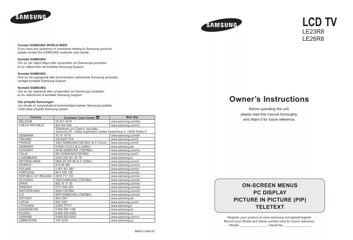 Mode d'emploi SAMSUNG LE26R88BD