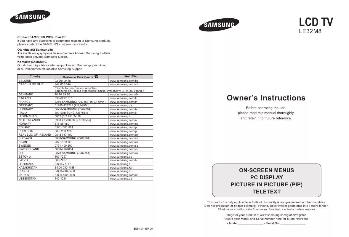 Mode d'emploi SAMSUNG LE32M86BC