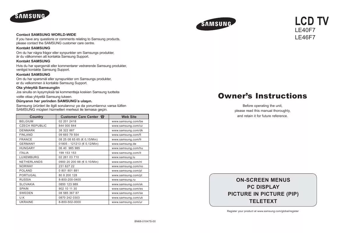 Mode d'emploi SAMSUNG LE46F71B