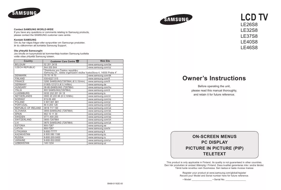 Mode d'emploi SAMSUNG LE46S86BC