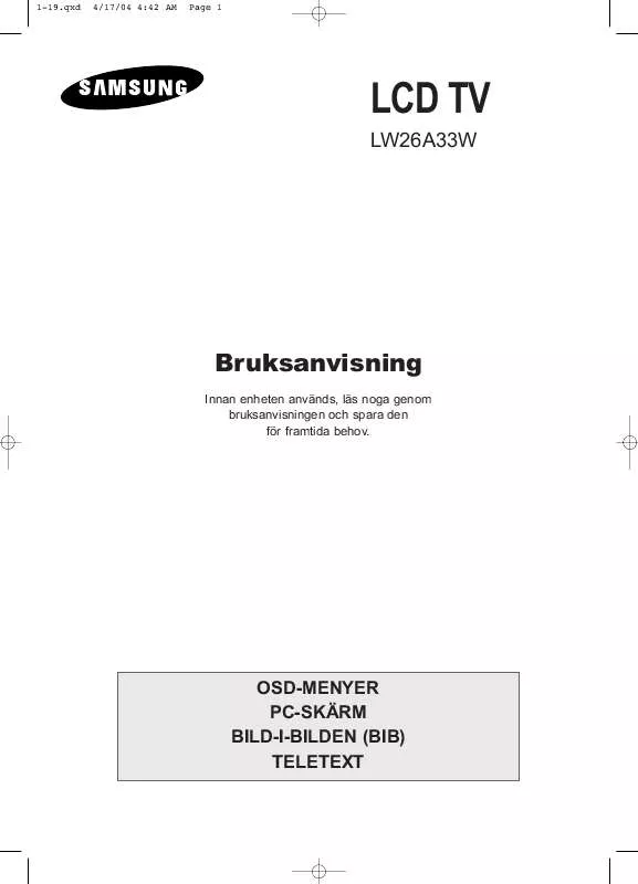 Mode d'emploi SAMSUNG LW26A33W