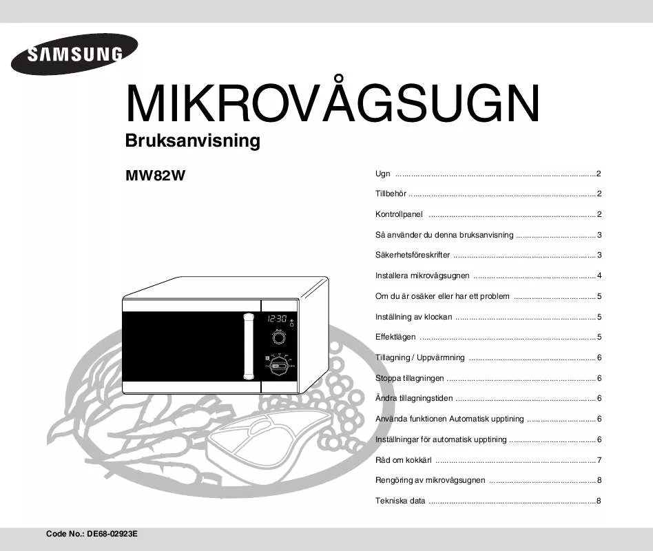 Mode d'emploi SAMSUNG MW82W