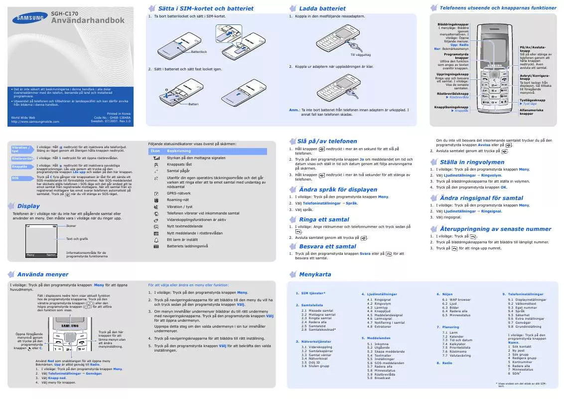 Mode d'emploi SAMSUNG SGH-C170